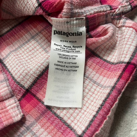 Patagonia Organic Cotton Plaid Short Sleeve Button Up Shirt Womens Size S Pink - Picture 4 of 9